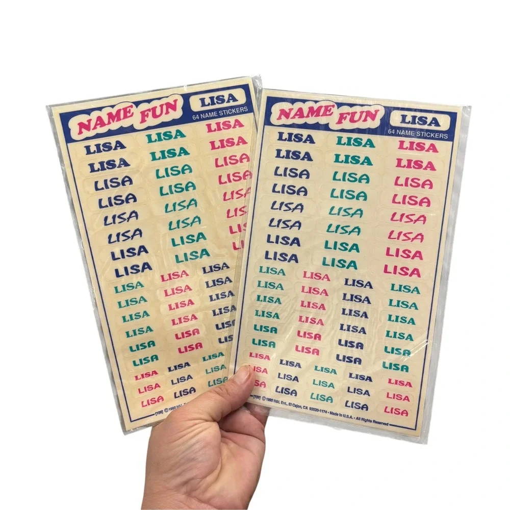 Vintage 1990 Name Fun Peel & Stick Labels H&L Ent Clear Name Stickers Lot 90s